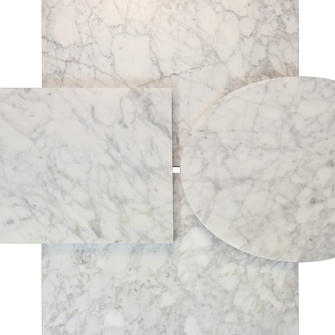 TEHOME Gold Marble Drink Table Metal Martini Round Small Drink Side Table for Couch Marble C Shaped End Table for Sofa 10" diam,24.55" h
