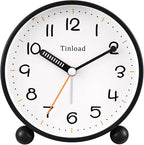 4.5" Antique Retro Analog Alarm Clock, Small Silent Battery Operated Clock with Manual Light, Snooze, Vintage Decor for Bedroom, Living Room, Office, Bedside,Desk（Black）
