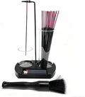 3-in-1 Incense Holder with Ash Catcher and Storage | Upgraded Glass Incense Burner Stick Holder with Lighter Slot & Bonus Cleaning Brush | for Meditation Yoga Spa Office Home Decor - Black
