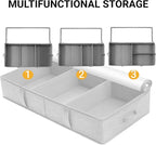 2 Packs Under Bed Storage Containers, Foldable Clothes Draw Organizers with Adjustable Dividers, Handles, Clear Window, Closet Storage Bins for Clothing, Shoes, Blankets