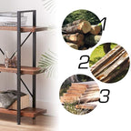 HSH Solid Real Wood Bookshelf, 3 Tier Rustic Vintage Industrial Book Shelf, Small Short Etagere Natural Wooden Bookcase, Open Metal Farmhouse Solid Wood Book Shelf, Distressed Brown