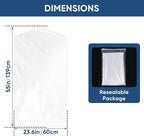 50 Pack 23.6"x55" Garment Bags for Hanging Clothes, Thick Clear Plastic Dry Cleaning Covers for Closet Storage & Travel