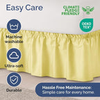 Wrap Around Dust Ruffle Bed Skirt - Yellow - for King Size Beds with 24 Inch Drop - Easy Fit Elastic Strap - Adjustable Pleated Bedskirt w/Brushed Fabric - Wrinkle Free - for Women, Men, Kids & Teens