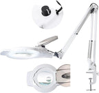 KIRKAS 10X & 30X Magnifying Glass with Light and Stand, 2200 Lumens Dimmable LED Magnifying Lamp, Real Glass Lens Lighted Magnifier Light for Craft, Reading, Repair, Hobby, Close Work- White
