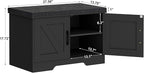 2-Tier Storage Bench, 27.6" Wide Shoe Bench with Padded Seat Cushion, Entryway Bench with 2 Barn Doors and Adjustable Shelf, Black
