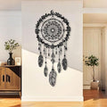 Maclou Metal Dream Catcher Wall Decor, Metal Feather Wall Art, Boho Dream Catcher Wall Decor for Living Room, Bedroom, Girls Room (Black,30x14 inch / 76x36 cm)