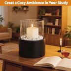 EastFlame Tabletop Pillar Hurricane Candleholder with Decorative Stones - Suitable for Dia 3" and Below Pillar Candles and Scented Candles, Gift for Lovers' Gathering, Home Decor, Parties & Weddings