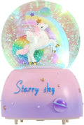 Unicorn Music Snowball, 3.94 Inch Automatic Snowfall Music Box, with LED Rainbow Snow Lights, Birthday, Christmas, Ideal Gift for Girls