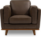 Valencia Artisan Full Leather Accent Chair 41.5” | Pure Full Italian Nappa Leather, Solid Wood Accent, Ultimate Comfort, Chocolate Brown