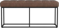 HomePop Theodore Decorative Bench with Metal Base, Brown PU Leather