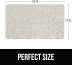KANGAROO Bathroom Rugs, Chenille Soft Absorbent Bath Rug, Shaggy Shower Mat, Quick Dry Machine Wash Bathmat, Plush Carpet Mats for Tub, Bathtub and Room Home Decor Accessories, 24x17, Cream