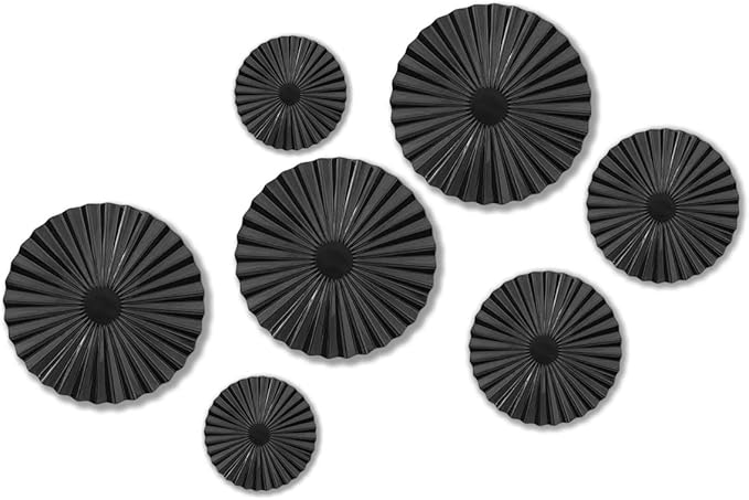 ITrixgan 7 Pieces Black Wall Art Metal Modern Round Large Sunburst Hanging Wall Decor Above Bed TV for Home Office Bedroom Living Room