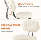 Dining Chairs Set of 2, Mid Century Modern Upholstered Kitchen Chair with PU Leather Cushion Seat & Metal Legs for Home/Living Room/Bedroom/Office-White