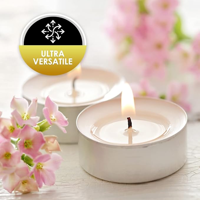 PAMI Premium Long-Lasting Tealight Candles [16-Piece Bag] - with 2.5 Hours Burning Time- Paraffin Tealights with Beautiful Flame- Round Candles Perfect for Votive Candle Holders