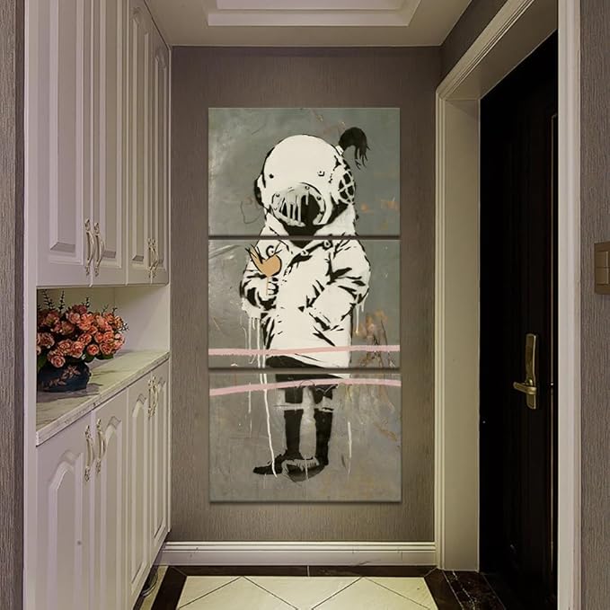 Novatique Banksy Wall Art Graffiti Canvas Wall Art Abstract Pop Poster Art Street Graffiti Painting Prints for Teenagers Bedroom Living Room Home Decor, 24"x 36"x 3Pcs
