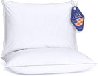 FluffCo Down Alternative Pillows King Size Set of 2 - King Bed Pillows for Sleeping - Made in USA - Cooling Surface and Machine Washable for Side, Back, and Stomach Sleepers