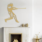 SIGNLEADER Metal Wall Art Decor - Baseball Batter Sport Minimalist Modern Abstract Wall Sculpture Hanging Home Decoration for Living Room, Bedroom, Bathroom, Kitchen, Studio, Outdoor - 30" Gold