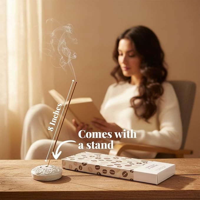 Folkulture Incense Sticks | Set of 120 Insence-Sticks with Holder for Relaxation | Vanilla & Coffee Incense| Organic, Slow Burning & Non Toxic Inscents | Bakery Inspired Sweet Fragrances