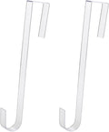 Non Scratch 100% Clear 12in Wreath Hanger 2Pk. Slim Christmas Wreaths Holders for Hanging Fall Halloween Decorations Over Front or Garage Door. Best Long Hooks for Indoor or Outdoor Home Decor