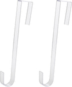 Non Scratch 100% Clear 12in Wreath Hanger 2Pk. Slim Christmas Wreaths Holders for Hanging Fall Halloween Decorations Over Front or Garage Door. Best Long Hooks for Indoor or Outdoor Home Decor