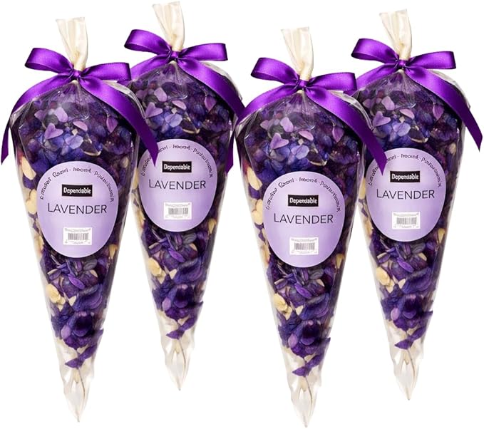 Potpourri 4 Pack Set – Dried Botanical Petals for Bowl or Vase Filler, Home Fragrance Décor – 4 Pouches, 70g Each (9.88 oz Total) (Lavender)