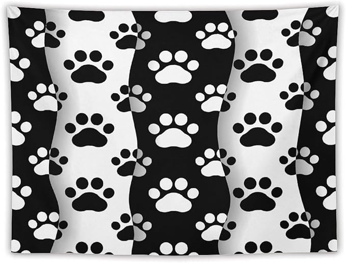 VUMIVI Pet Paws Tapestry Cute Puppy Kitten Black White Animal Paws Modern Funny Art Tapestry Wall Hanging for Living Room Bedroom Dorm Classroom Aesthetic Decor W80xL60in