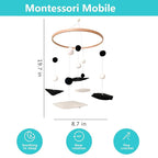 Montessori Mobile, Black and White Baby Crib Mobile, Neutral Nursery Mobile Decoration for Pack N Play, for Baby Boy & Girl, Sun, Moon, Star, Snow, Cloud