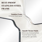 ANDY STAR 30x48 Inch Chrome Mirror, Large Polished Chrome Rectangle Mirror, Scalloped Edge Design with Anti-Rust Stainless Steel Metal Thin Frame Deep 1’’, Wall-Mount Vertically or Horizontally