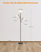 LEPOWER Floor Lamp, Standing Lamp with Replaceable 3000K Energy-Saving, Lamp for Living Room with Adjustable Reading Lights, Modern Bright Floor Lamp for Bedroom, Living Room, Office