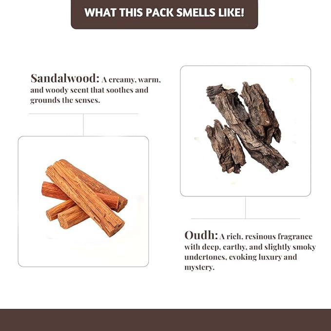 Folkulture Incense Sticks | Set of 120 Insence-Sticks with Holder for Relaxation | Sandalwood & Oud Incense| Organic, Slow Burning & Non Toxic Inscents | Luxe Santal Fragrances for Meditation
