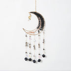 Black Gemstone Dream Catcher 7 Chakras Tree of Life Moon Dream Catcher with Healing Crystal Square Stones Handmade Dreamcatcher Wall Decor for Adults Boys Girls,Bedroom,Wedding,Garden,Bless Gift
