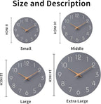 Mosewa Wall Clock 8 Inch Gray Battery Operated Silent Non Ticking Simple Modern Clock Decorative for Bedroom Living Room Kitchen Home Bathroom Office