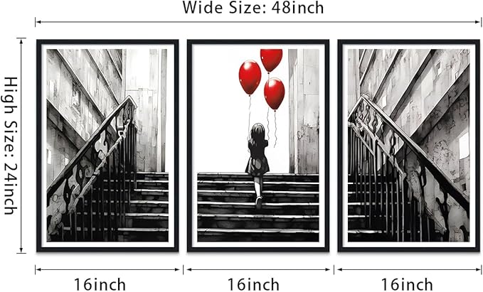 Novatique Street Graffiti Wall Art Banksy Wall Art Abstract Painting Pop Art Wall Decor Colorful Pictures Canvas Prints for Bedroom Bathroom,16" x 24" x 3Pcs