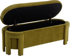 Kmax 50" Storage Ottoman Bench Modern Velvet Entryway Bench Comfy Upholstered End of Bed Bench for Hallway Entrance Bedroom Corner, Olive Green