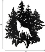 SIGNLEADER Metal Wall Art Decor Wolf and Pine Tree Minimalist Modern Abstract Wall Sculpture Hangings Home Decoration for Living Room, Bedroom, Bathroom, Kitchen, Outdoor - 18" Black