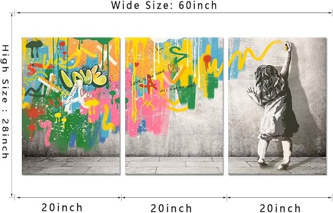Novatique Street Graffiti Wall Art Banksy Wall Art Modern Butterfly Art for Teens Bedroom Colorful Graffiti Picture Print Home Decor for Living Room Office,20”x 28”x3 Pcs