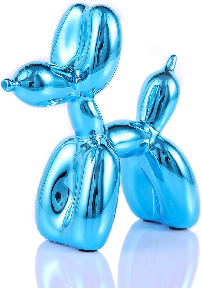 Balloon Dog Statue Modern Home Decor Collectible Figurines Art Funky Statues for Coffee Table Decorations Trendy Color Schemes Room Aesthetic Sculpture Dog (3.9 * 3.9 * 1.5inch, Sky Blue)