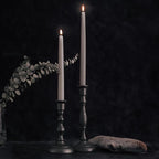 Bluecorn Beeswax Taper Candles, 100% Pure Natural Bees Wax, 12 Inch Pair, Grey Candlesticks, Unscented, Clean Burning & Dripless, Long Lasting, Thanksgiving & Christmas Decor, American Made, 1 Count