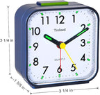 Small Battery Operated Analog Alarm Clock Silent Non Ticking, Ascending Beep Sounds, Snooze,Light Functions (Blue)