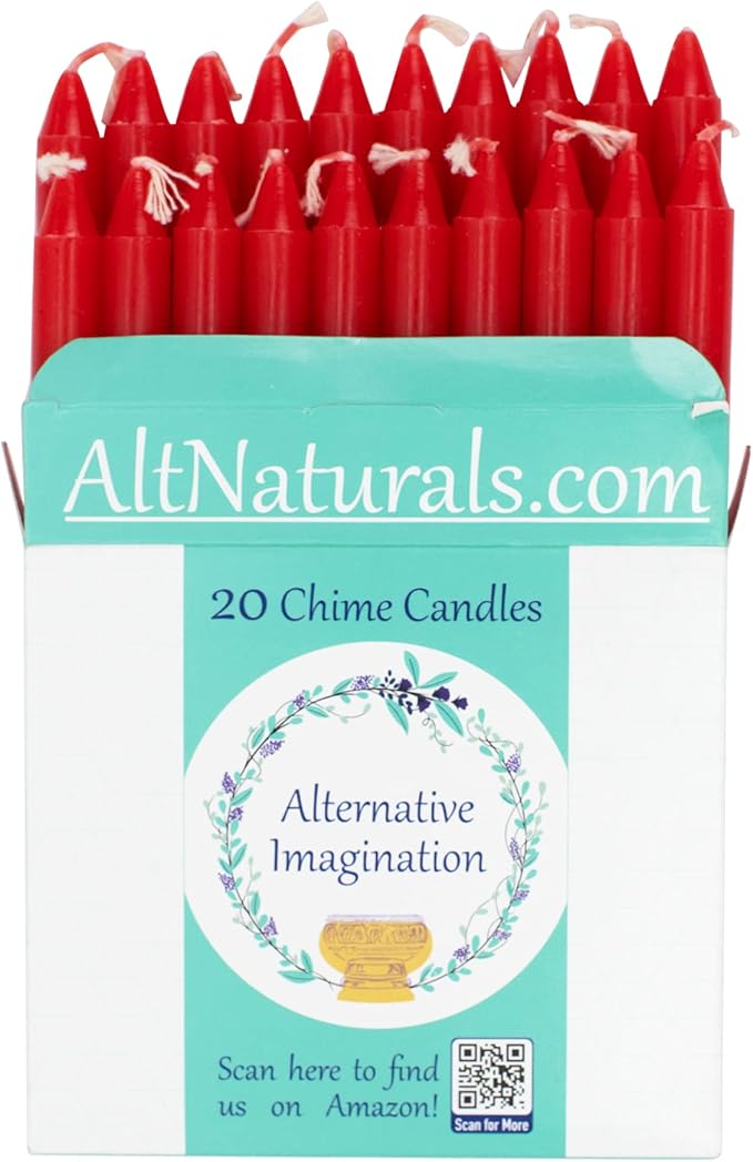 Alternative Imagination Red Chime Candles - 20 Pack of Unscented 4 Inch Mini Taper Candles - Dripless Long Burning Ritual Candles for Meditation, Spell Work, Birthdays, Ceremonies & Home Decor