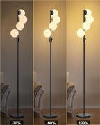Lightdot 64IN Dimmable (Brightness Adjustable) Globe Floor Lamp, Black Standing Lamps with 4PCS 3000K Bulbs Included, Mid Century Modern Floor Lamp for Living Room/Sofa Beside/Corner Decor