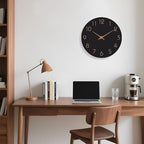 Mosewa Large Wall Clock 16 Inch Black Battery Operated Silent Non Ticking Simple Minimalist Rose Gold Numbers Clock Decorative for Bedroom Living Room Kitchen Home Office