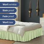 Wrap Around Dust Ruffle Bed Skirt - Light Sage - for King Size Beds w/ 12 Inch Drop - Easy Fit Elastic Strap - Adjustable Pleated Bedskirt w/Brushed Fabric - Wrinkle Free, Women, Men, Kids & Teens