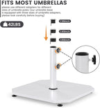 Sundale Outdoor Umbrella Base 40lbs with Stainless Steel Umbrella Tube, Heavy Duty Steel Umbrella Stand, White
