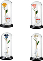 12"Hx 5.5"D Glass Display Dome Cloche with Wood Base, Cloche Bell Jar for Gold Dipped Rose, Antique Collectibles,Figurine, DIY Snow Globes, Plant