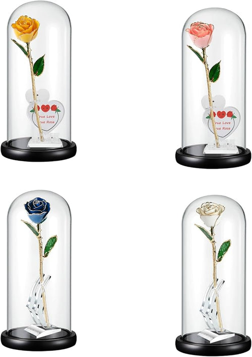12"Hx 5.5"D Glass Display Dome Cloche with Wood Base, Cloche Bell Jar for Gold Dipped Rose, Antique Collectibles,Figurine, DIY Snow Globes, Plant