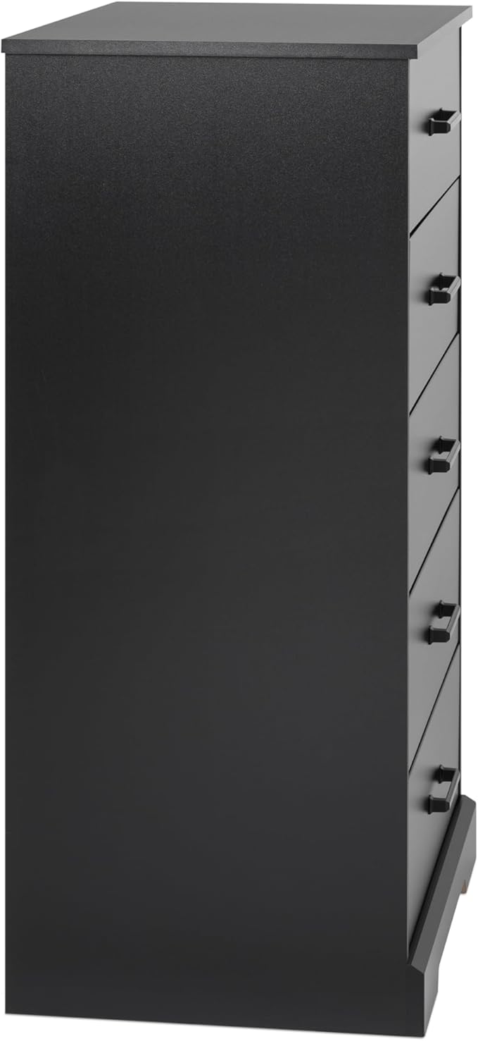 Prepac Rustic Ridge Farmhouse Dresser, Black Dresser for Bedroom, Chest of Drawers with 5 Drawers 18.5" D x 27.5" W x 43.5" H, BBDR-1605-1
