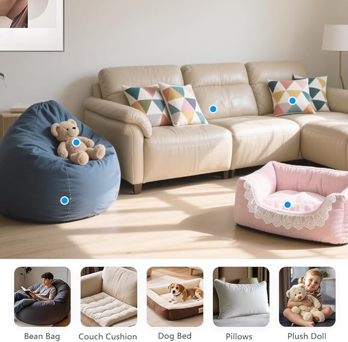 10lbs Shredded Memory Foam Filling, Blue and White Bean Bag Filler, Soft Pillow Stuffing Refill for Couch, Cushion, Dog Bed, Pouf, Arts and Crafts