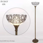 WERFACTORY Tiffany Floor Lamp White Crystal Stained Glass Light 12X12X71 Inches Pole Torchiere Standing Corner Torch Uplight Decor Bedroom Living Room Home Office S508W Series
