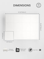 Bumusty Large Cork Board 48" x 36" Alternative - 12 Pack Felt Wall Tiles with 70 Safe Removable Adhesive Tabs, 30 Pushpins, Cork Boards for Walls Pin Board Bulletin Board Office Decor (Milky White)
